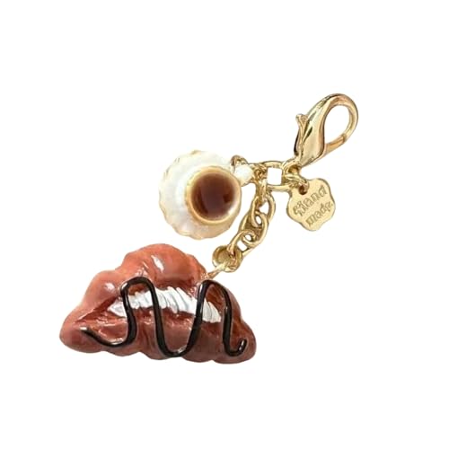 Mode Schlüsselbund Anhänger Kaffeetasse Und Brotmünze Geldbörse Charme Accessoire Tragbare Harz Bag Dekoration Für Frauen Bag Charme Anhänger von FIRSTXIU
