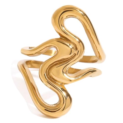 Mode Unregelmäßige Linie Herzausschnitt Ringe Bequeme Tragen Finger Ringe Party Accessoire Edelstahl Textur Hohles Herz von FIRSTXIU