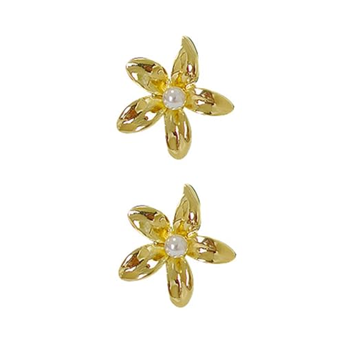 Modisches Statement Gold Blumen Ohrringe Perlen Blütenstollen Accessoire Für Frauen Elegantes Schmuck Statement Formelle Anlässe Ohrringe von FIRSTXIU