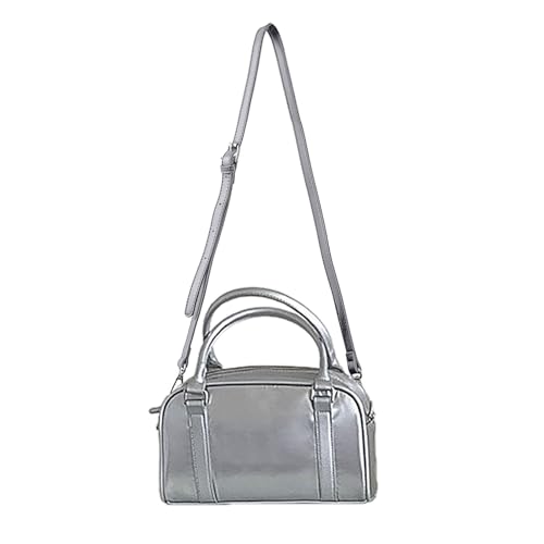 PU Ledernähte Nylon Crossbody Geldbörse Für Frauen Feste Farbe Umhängetasche Handtasche Mit Oberem Und Reißverschluss Crossbody Bag von FIRSTXIU