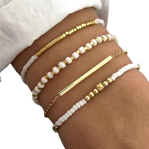 Packung Mit 4 Handgefertigtem Perlenarmband Elastisches Armband Bunte Strandstile Für Tägliche Und Party Kleidung Perlenschmuck Geeignet von FIRSTXIU