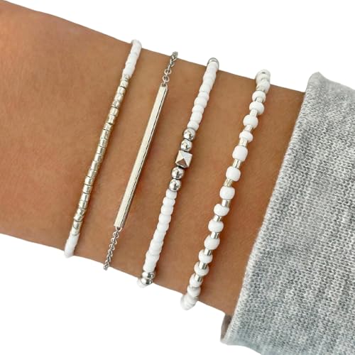 Packung Mit 4 Handgefertigtem Perlenarmband Elastisches Armband Bunte Strandstile Für Tägliche Und Party Kleidung Perlenschmuck Geeignet von FIRSTXIU