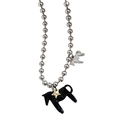 Pferdeanhänger Halskette Stilvolle Edelstahlschmuck Verstellbar 44 Cm Kettenhalppieze Für Kinder Erwachsene Süßes Pferdschmuck Geschenk Für Mädchen von FIRSTXIU
