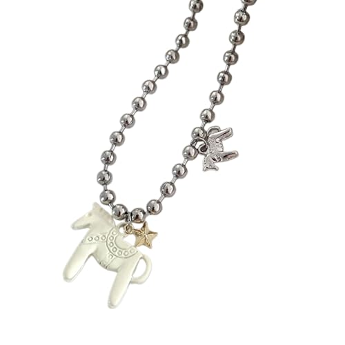 Pferdeanhänger Halskette Stilvolle Edelstahlschmuck Verstellbar 44 Cm Kettenhalppieze Für Kinder Erwachsene Süßes Pferdschmuck Geschenk Für Mädchen von FIRSTXIU