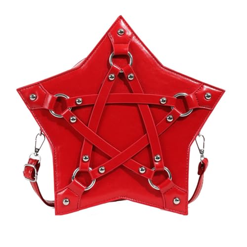 Punk Star Form Crossbody Bag Mit Nieten Für Frauen PU Leder Verstellbares Gurtbeutel Geldbörse Verstellbares Gurt Satchel von FIRSTXIU
