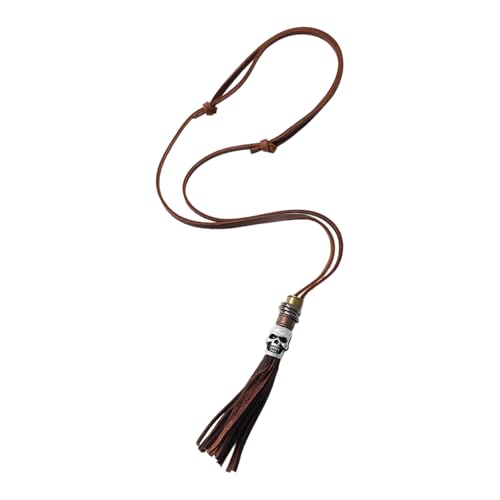 Retro Franse Drop Anhänger Halskette Für Frauen Männer Punk Accessoires Anti Legierung Und Geflochtene Lederseilkette Punkschädel Halskette von FIRSTXIU