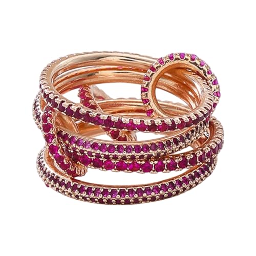 Roségold Ton Ton Mehrschichtringe Für Frauen Moderne Stapelbare Fingerringe Accessoire Mit Farbenfrohen Kubikzirkonia Mode Frauen Set von FIRSTXIU