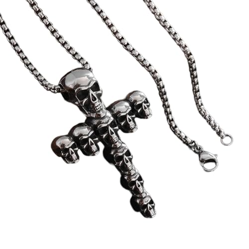 Schädel Und Kreuze Charme Halskette Halloween Geschenk Dunkel Gothic Unisex Legierung Schmuck Gothic Crosses Anhänger Accessoire Legierung Halskette Für Männer Und Frauen von FIRSTXIU