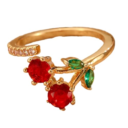Stilvolle Kirschen Ringe Statement Ringe Eröffnen Kupfertextur Mode Schmuck Geeignet Für Party Und Alltags Kleidung Modeschmuck Geeignet von FIRSTXIU