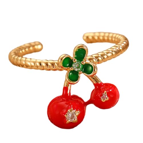 Stilvolle Kirschen Ringe Statement Ringe Eröffnen Kupfertextur Mode Schmuck Geeignet Für Party Und Alltags Kleidung Modeschmuck Geeignet von FIRSTXIU