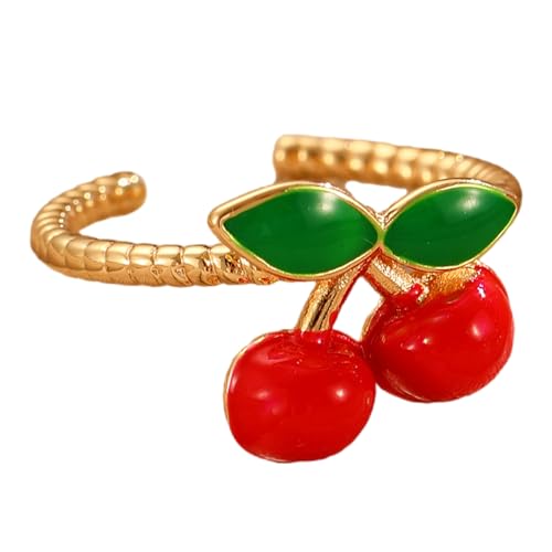 Stilvolle Kirschen Ringe Statement Ringe Eröffnen Kupfertextur Mode Schmuck Geeignet Für Party Und Alltags Kleidung Modeschmuck Geeignet von FIRSTXIU