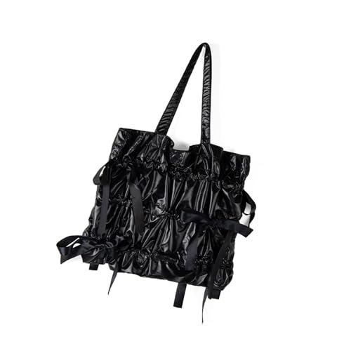 Stilvolle Polyester Umhängetasche Mit Unverwechselbaren Falten Und Schleifen Nylon Unterarm Taschen Handtasche Für Frauen Und Studenten Trendige Damenbeutel von FIRSTXIU