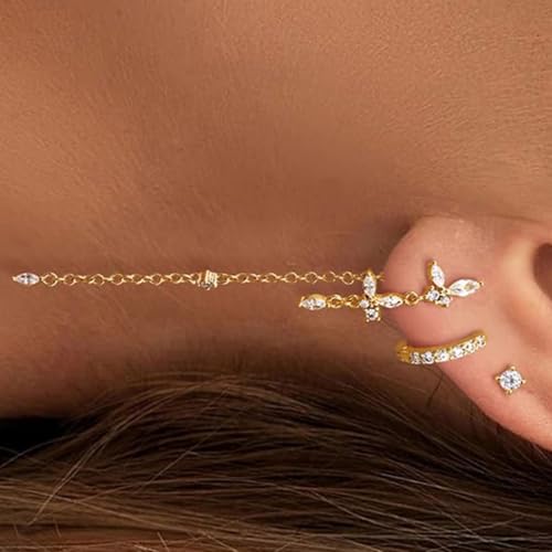 Stilvolle Zirkon Quasten Ohrringe Set Zeitgenössischer Zirkon Verschönerte Quasten Ohrringe Ohrhung von FIRSTXIU