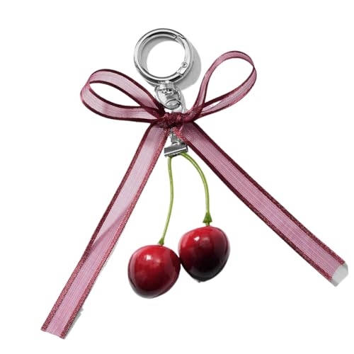 Stylish Love Cherrys Anhänger Bowknot Keychain Accessoire Stylish Für Frauen Stabil Legierungsauto Schlüsselanhänger Einzigartige Dekoration Einzigartige Dekoration von FIRSTXIU