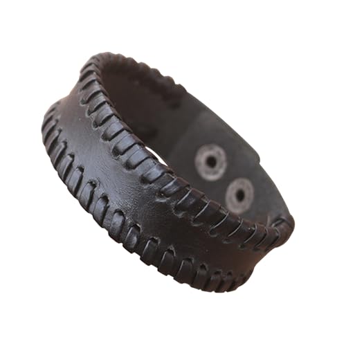 Stylish Männer Handgelenk Wrap Imitation Kuh Leder Armband Punk Inspirierte Manschettenarmband Schmuck Für Tägliche Und Party Tragen Edelstahl Verschluss Armband von FIRSTXIU