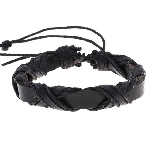 Stylish Schwarzbraunes Stabiles PU Lederarmband Mit Twining Designs Accessoire Für Männer Und Frauen Die Sich Hervorragend Zum Schenken Von Handgewebtem Armband Verschenken von FIRSTXIU