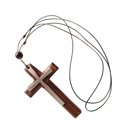 Stylish Wood Crucifix Anhänger Halskette Einstellbare Länge Neckchain Unisex Tägliches Outfit Chokerschmuck Für Männer Und Frauen Modetrendschmuck von FIRSTXIU