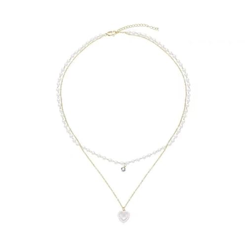Trendige Halskette Liebe Herz Anhänger Halskette Mit Perlenlegierungstextur Geeignet Für Frauen Hochzeit Und Party Schmuck Trendy von FIRSTXIU