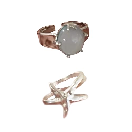 Trendy Open Bandringe Paar Einzigartige Marine Life Designs Komfortable Wege Legierung Tragbar Für Strand Urlaub Outfits Verstellbarer Seesternschmuck Set von FIRSTXIU
