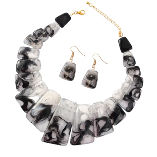 Übertriebener Schmuckset Mit Harz Schlössler Halskette Und Drop Ohrringe Stilvolle Neckkette Und Ohrringe Für Frauen Einzigartiger Frauenschmuck von FIRSTXIU