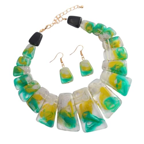 Übertriebener Schmuckset Mit Harz Schlössler Halskette Und Drop Ohrringe Stilvolle Neckkette Und Ohrringe Für Frauen Einzigartiger Frauenschmuck von FIRSTXIU