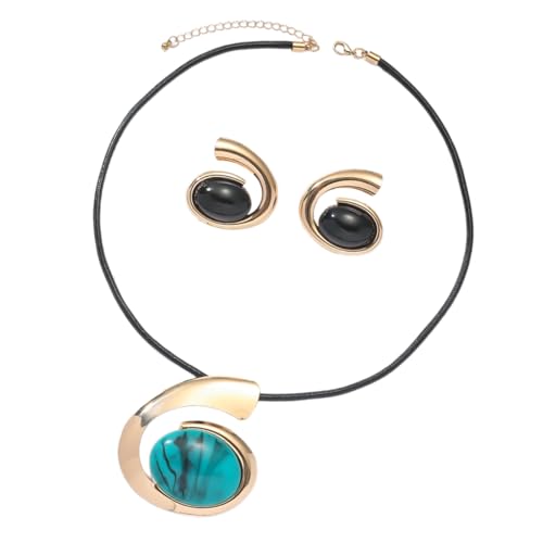 Unique Designs Legierturquoise Halskette Und Ohrringe Set Accessoire Für Frauen Die Für Partys Und Festivals Einzigartige Designs Halskette Tragbar Sind von FIRSTXIU