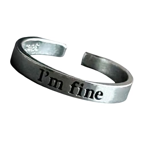 Verstellbare Gravierte Wörter Mode Einfache Offene Ringe Für Männer Und Frauen Inspirierende Accessoire Handgefertigt von FIRSTXIU