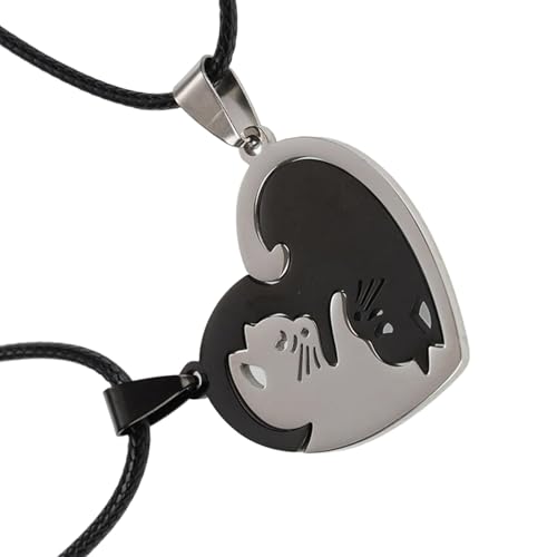 Verstellbare Kettenpassungskatzen Halskette Für Männer Und Frauen Edelstahl Freundschaft Juwely Party Tragen Accessoires Paare Schmuck Schmuck von FIRSTXIU