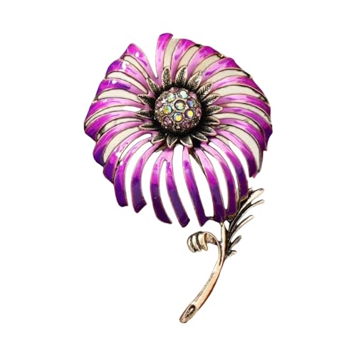 Vintage Brosche Antike Goldtonbeschichtung Tropfen Ölblumenschmuck Mit Kristallzentrum Elegant Stift Accessoire Kristall Blumenschmuck von FIRSTXIU