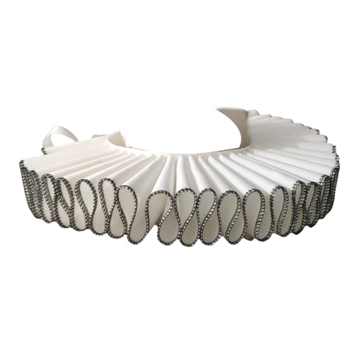 Vintage Gekräuselte Kunstkragenhals Ruff Mit Schwarzem Kanten Viktorianischer Stil Kostüm Halskette Accessoire Für Frauen Und Männer Ruffen Hals Ruff von FIRSTXIU