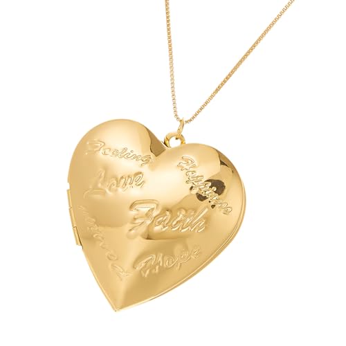 Vintage Heart Locket Halskette Mit Gravierten Floralen Designs Verstellbarer Kettenfoto Anhänger Schmuckzubehör Für Frauen Gravierte Liebeskette von FIRSTXIU