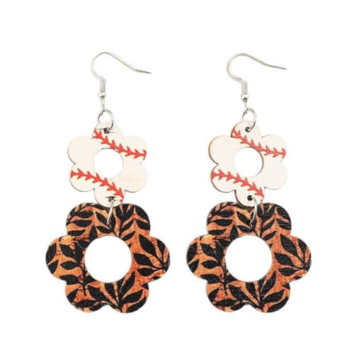 Vintage Holzohrringe Mit Ausschnittsblumen Und Kuhdruckdesign Dangle Ohrhaken Für Mode Forward Women Modische Frauen Accessoires von FIRSTXIU