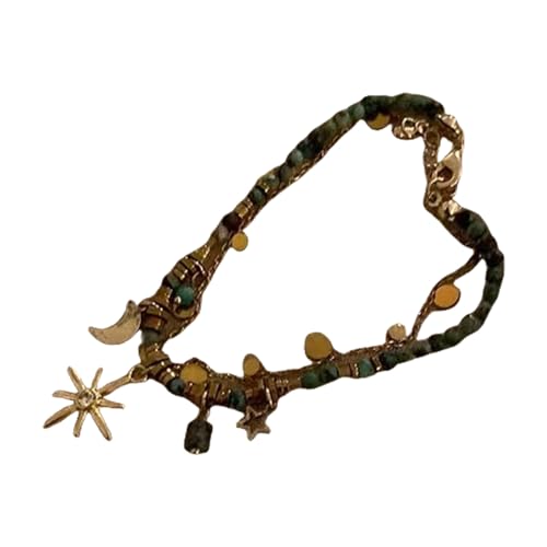 Vintage Natural Stone Perlen Armbänder Metall Star Anhänger Halskette Charme Schmuck Perlen Textur Für Frauen Festival Schmuck von FIRSTXIU