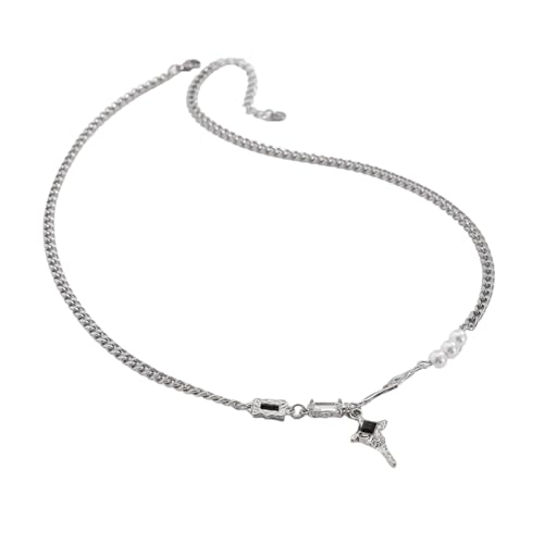 Vintage Pearls Starbursts Stylische Halskette Mit Robuster Legierungkreuze Anheizt Schmuckzubehör Für Trendige Frauen Frauen Halskette von FIRSTXIU