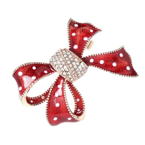 Vintage Red Eceled Bowknot Brosche Brosche Pin Mit Schimmernden Strasssteinen Für Frauen Mädchen Party Tragen Schmuckzubehör Retro Bowknot Für Formelle Anlässe von FIRSTXIU