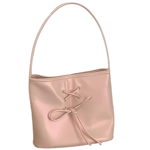Women Bowknot Handtasche PU Lederumbeltasche Mode Achsel Achsel Unterarm Fester Farbschale Zum Täglichen Frauen Eimer Schulter PU Leder Achselhöhle Bogenknotenhandtasche Und Geldbörse von FIRSTXIU