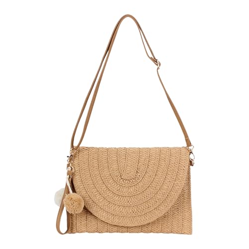 Women Stroh Strandtasche Einfache Umhängetasche Crossbody Urlaub Handgemachte Boten Einkaufsdatieren Frauen Strand Handgefertigte Schulter Täglich Strohkreuzkörper Handtasche von FIRSTXIU