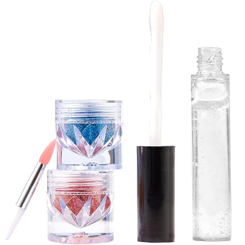 Zwei Farben Glitzer Lippen Set Make Up Lippenstift Gloss Lippenstiftpulver Für Nägel Kunst Zwei Farben Langlebig Für Frauen von FIRSTXIU