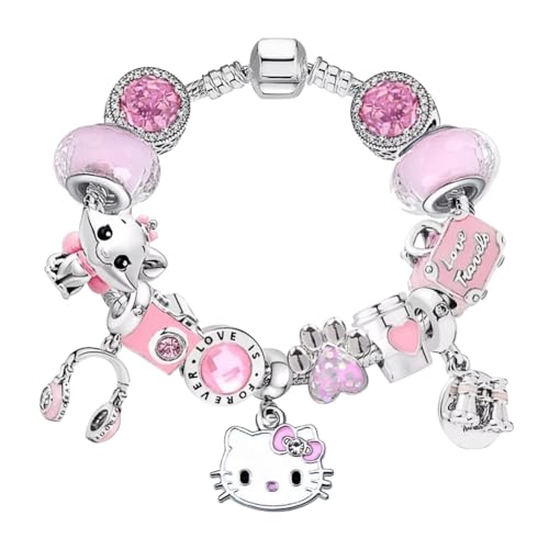 FISAPBXC Hellokitty Cartoon Armbänder,1 Stück Hellokitty Mädchen Armbänder Charm Bead Armband Freundschaft Armbänder Für Paare Und Bester Freund Armreifen Modeschmuck Für Damen Und Mädchen Geschenk von FISAPBXC