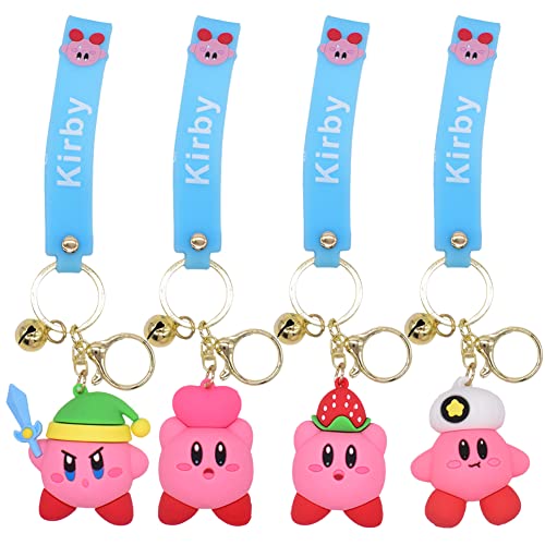 FISAPBXC Kirby Anime Schlüsselanhänger Marvel Figur Souvenir Schlüsselringe Schlüsselanhänger Geschenk für Kinder Mädchen Jugendliche 4 Stück von FISAPBXC