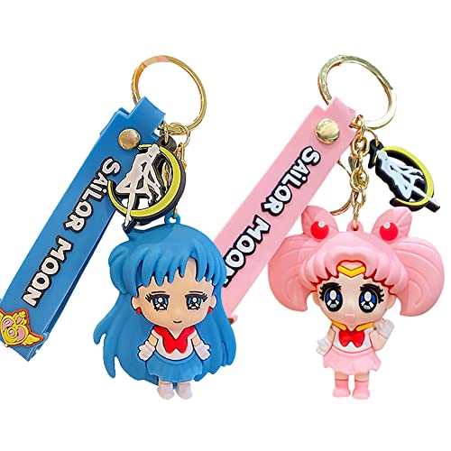 FISAPBXC Schlüsselanhänger, 2 Stück Cartoon Schlüsselanhänger, Sailor Moon Schlüsselanhänger, Niedlicher Schlüsselanhänger, Schlüsselanhänger Zubehör für Kinder von FISAPBXC