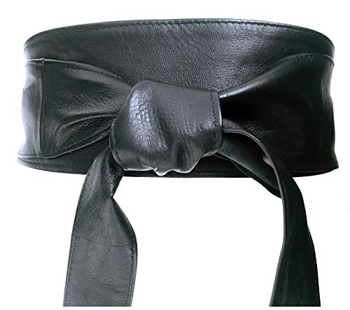 FISH IN THE SEA - Bindegürtel - Schwarz - Premium - Taillengürtel - 9cm - Wickelgürtel - aus Nappaleder von FISH IN THE SEA