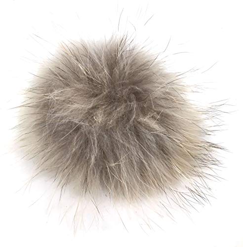 FISH IN THE SEA Premium Echtfell Bommel XL 17-19cm Fellbommel mit Druckknopf leicht zum Anbringen Abnehmbarer Pom Pom für Strickmütze Hell von FISH IN THE SEA