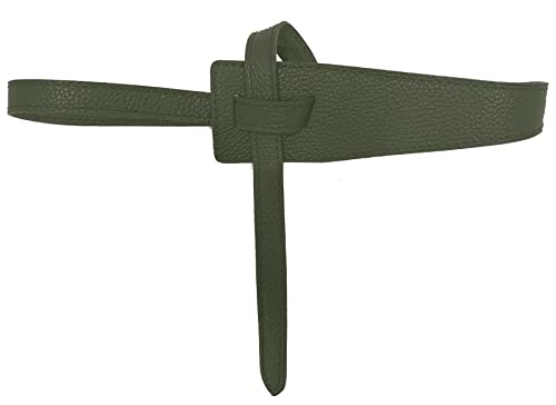 FISH IN THE SEA-Retro Blazer Gürtel-schmaler eleganter Taillengürtel-Hüftgürtel-Oliv-Premium-Echt Leder-zum Durchziehen-117cm von FISH IN THE SEA