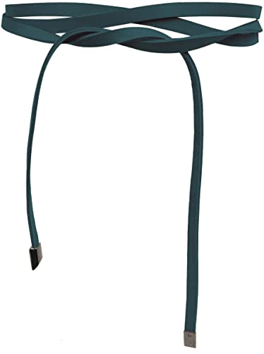 FISH IN THE SEA - Super Slim 1cm schmaler Obi Gürtel - Petrol - Wickelgürtel - Taillengürtel - Bindegürtel - Echtleder - Damen - Halsband - Lederkette - Länge 245cm/ Breite 1 cm von FISH IN THE SEA