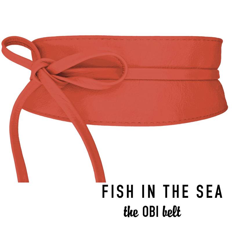 Fishinthesea - The Obi Gürtel Korallenrot Wickelgürtel Premium Echt Leder Taillengürtel Rindsleder Bindegürtel Länge 270 cm von FISHINTHESEAShop