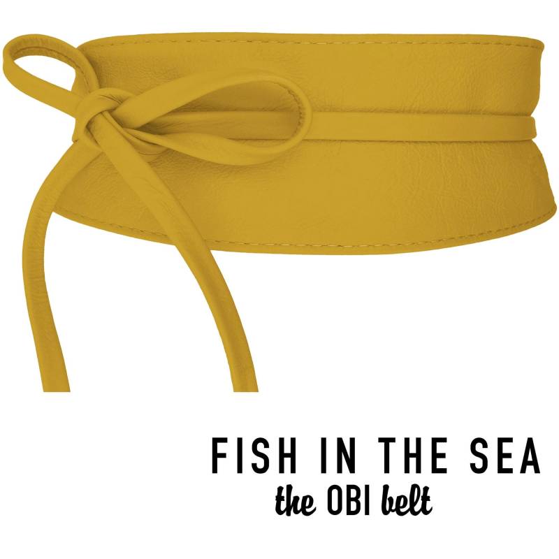 Fishinthesea - The Obi Belt Mustard Waist Belt Wrap Belt-Echt Leder-Taillengürtel Rindsleder Bindegürtel Länge 270 cm von FISHINTHESEAShop