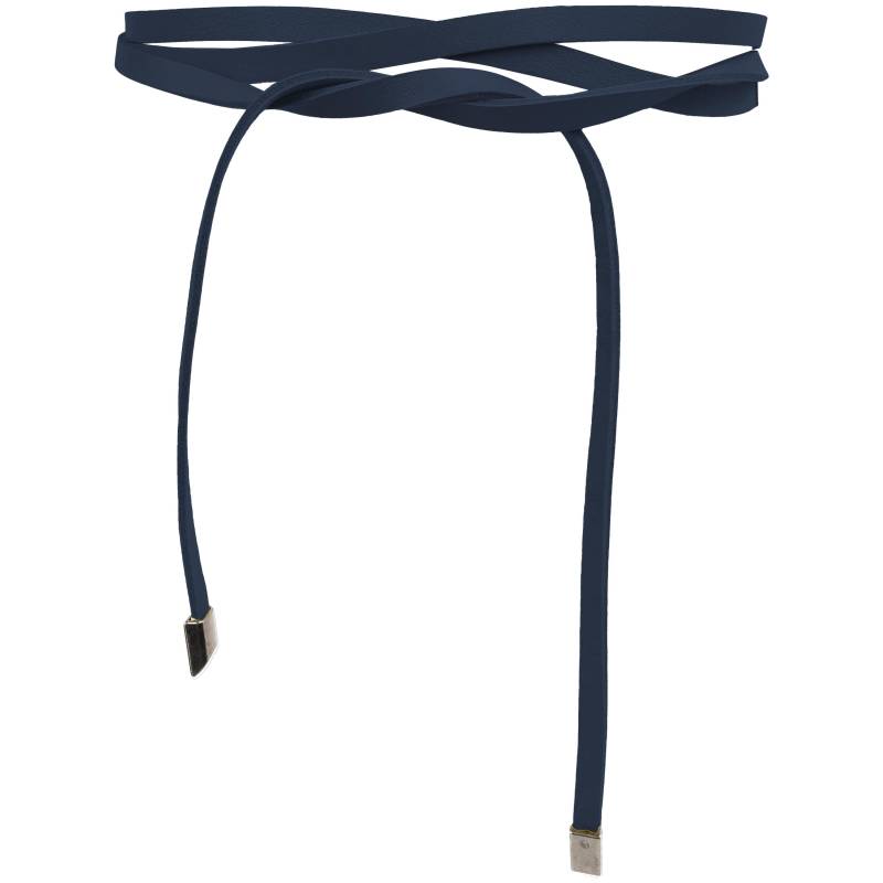 Fishinthesea - Super Slim Belt Dark Blue 1cm Wide Obi Belt Taillengürtel- Waist in Real Leather Length Ca. 245cm von FISHINTHESEAShop