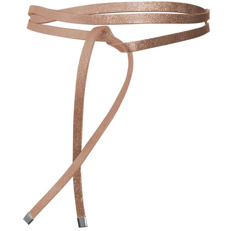 Fishinthesea - Super Slim Belt Rosegold Metallic 1cm Wide Obi Belt Taillengürtel- Waist in Real Leather Length Ca. 245cm von FISHINTHESEAShop