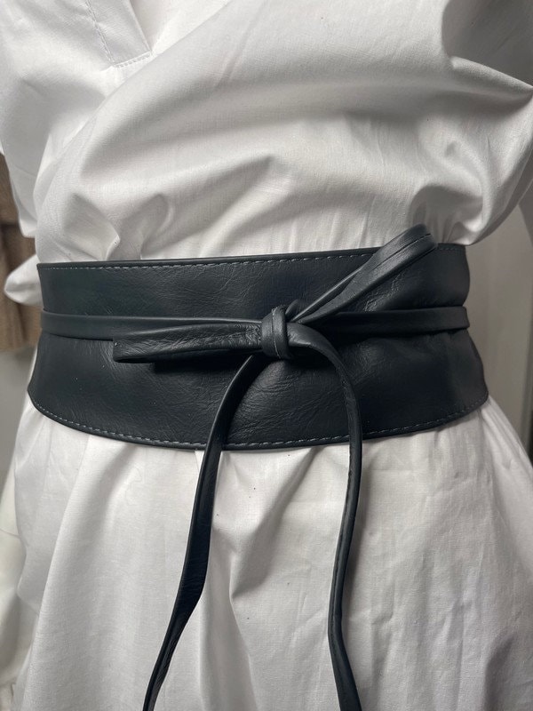 Fishinthesea - The Obi Belt Anthrazit Echt Leder- Taillengürtel Bindegürtel Damen Länge 270 cm- Wrap von FISHINTHESEAShop